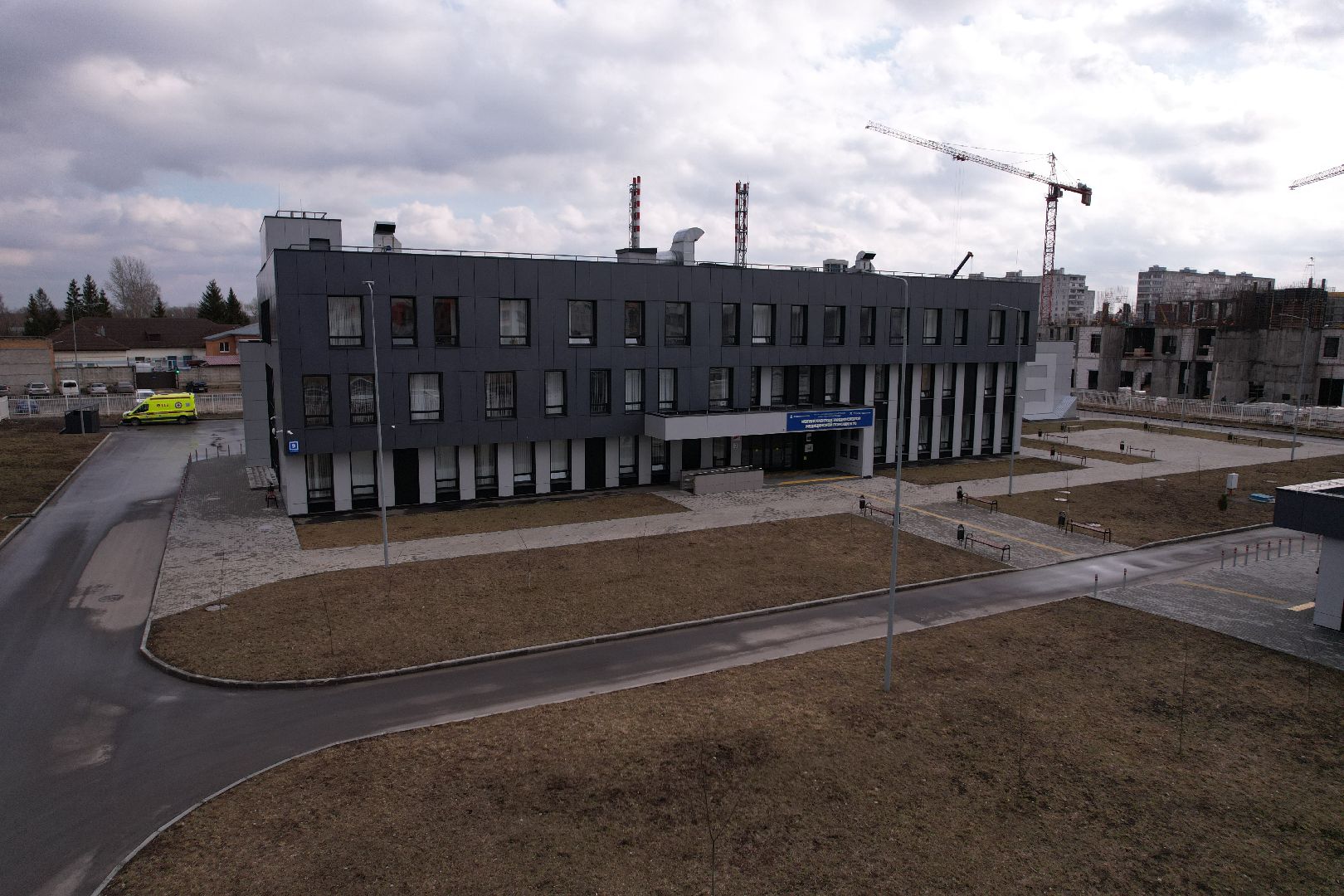 видео с коптера, подстанция скорой помощи в Ногинске, медицина Ногинска,