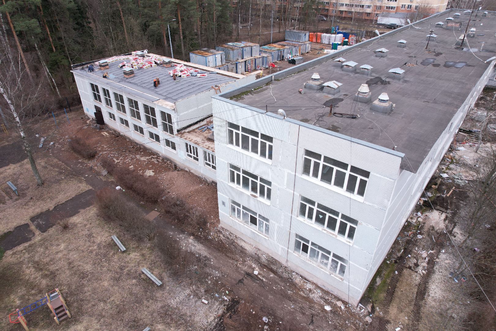 видео с коптера, капремонт центра образования 29 в богородском округе,