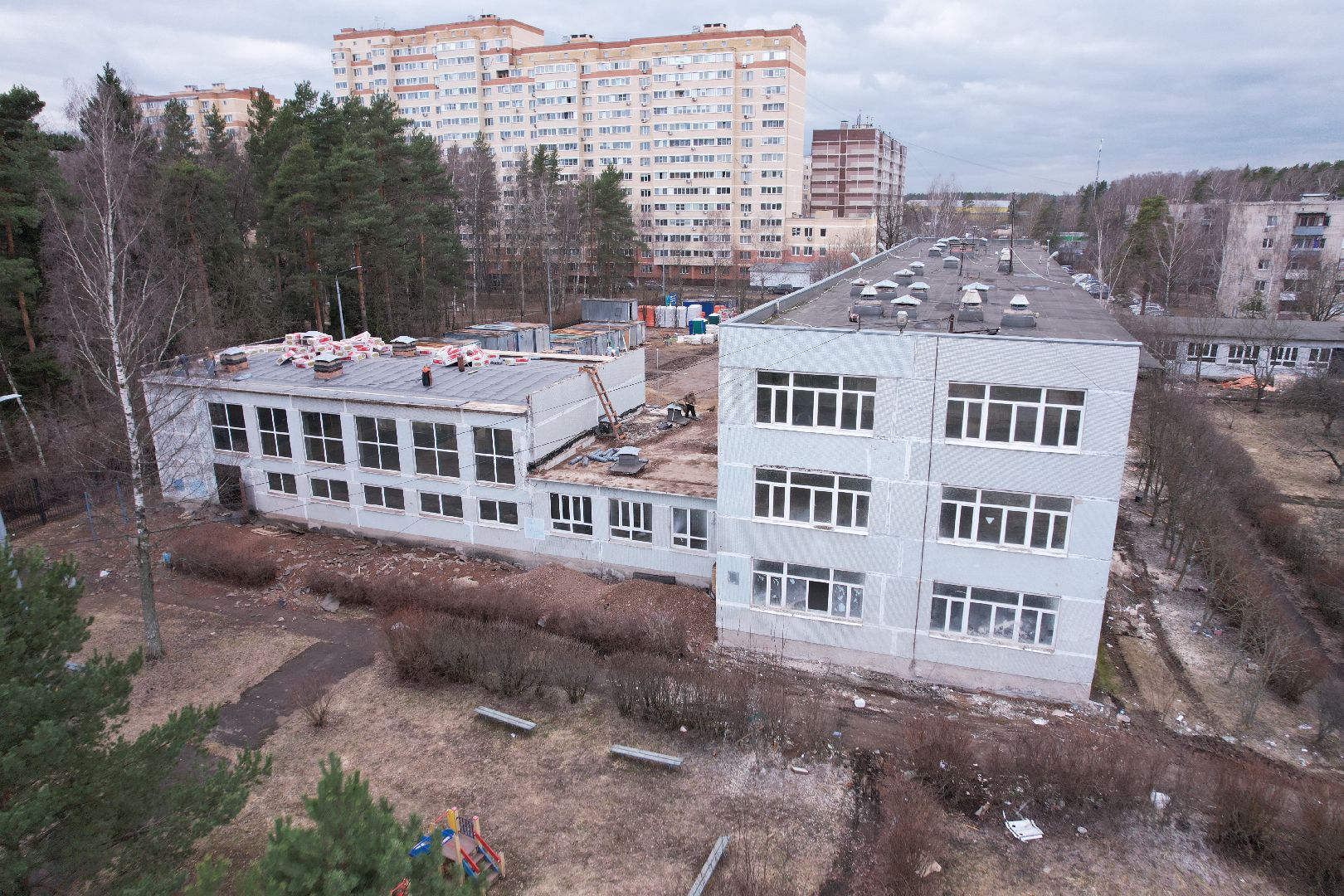 видео с коптера, капремонт центра образования 29 в богородском округе,
