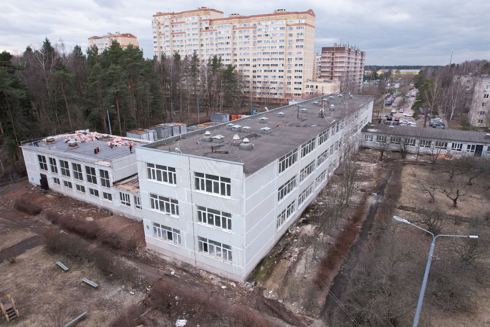 видео с коптера, капремонт центра образования 29 в богородском округе,