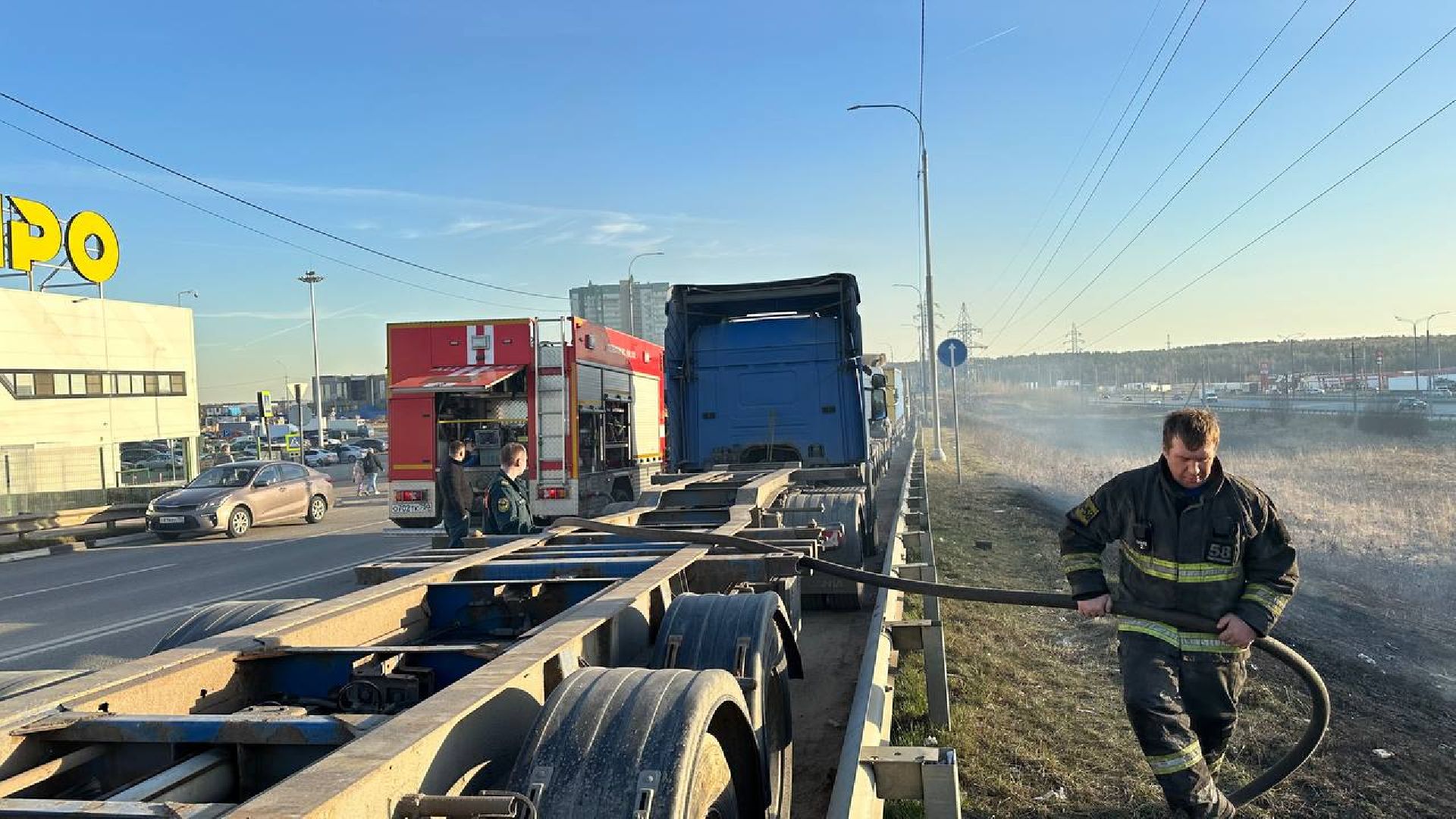 домодедово, пожар, тушение, горение травы,