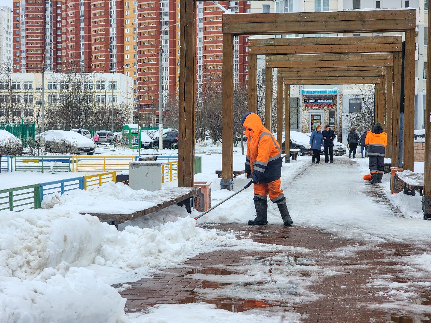 Подольск, Благоустройство, Последствия снегопада, Коммунальщики,