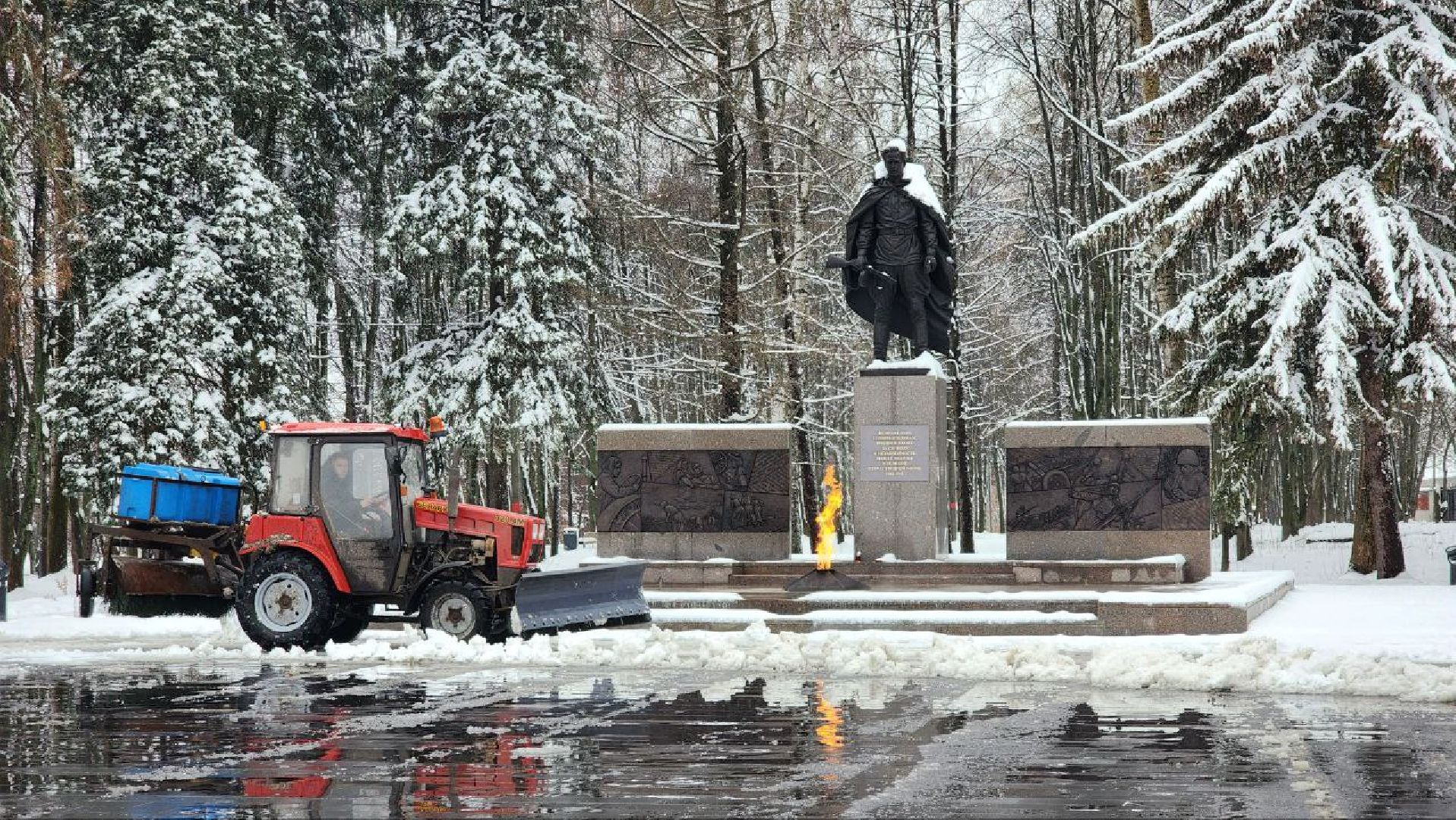 луховицы, уборка города от снега, аллея славы,
