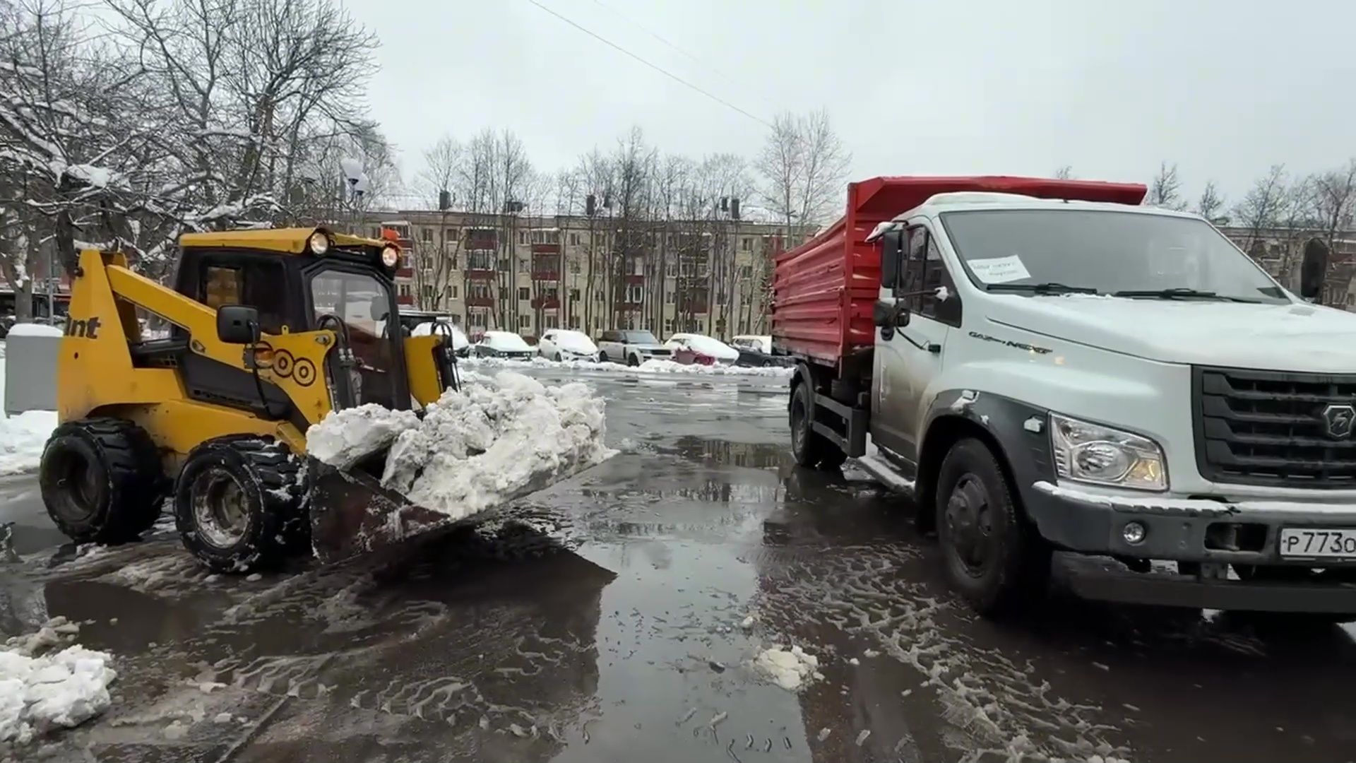 реутов, снег, снегопад, уборка, трактор бобкэт, снегопад зион,