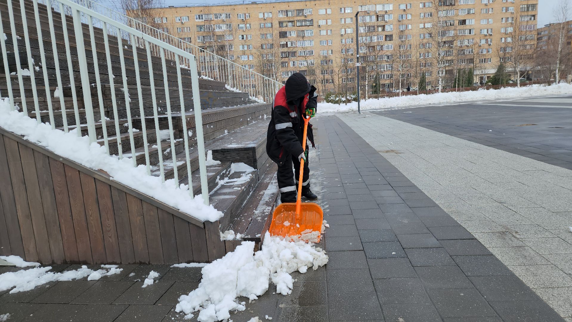 Центральный парк, Уборка снега, Лобня, детские игровые площадки,