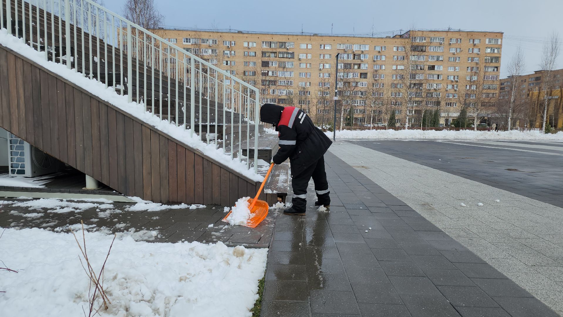 Центральный парк, Уборка снега, Лобня, детские игровые площадки,