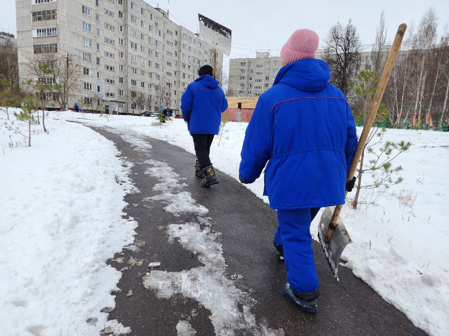 фрязино, снегопад, уборка снега, дворники,