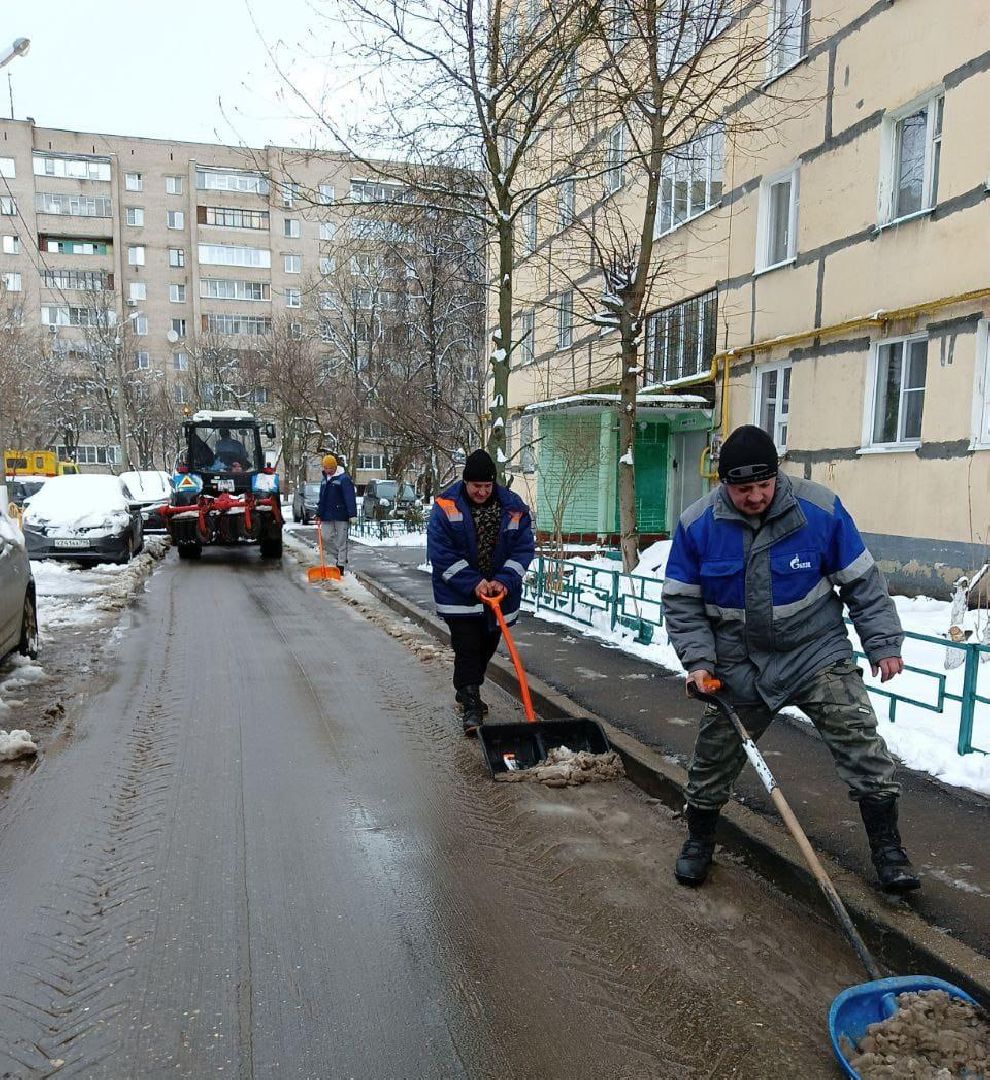 пушкино, коммунальные службы, уборка снега и наледи, микрорайон, западный, рабочие, ук,