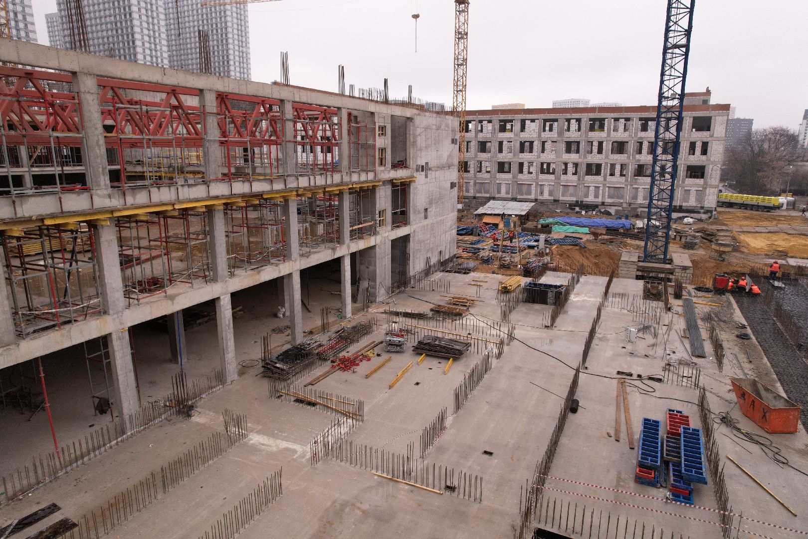 видео с коптера, школа и детский сад в котельниках, строительство в котельниках,