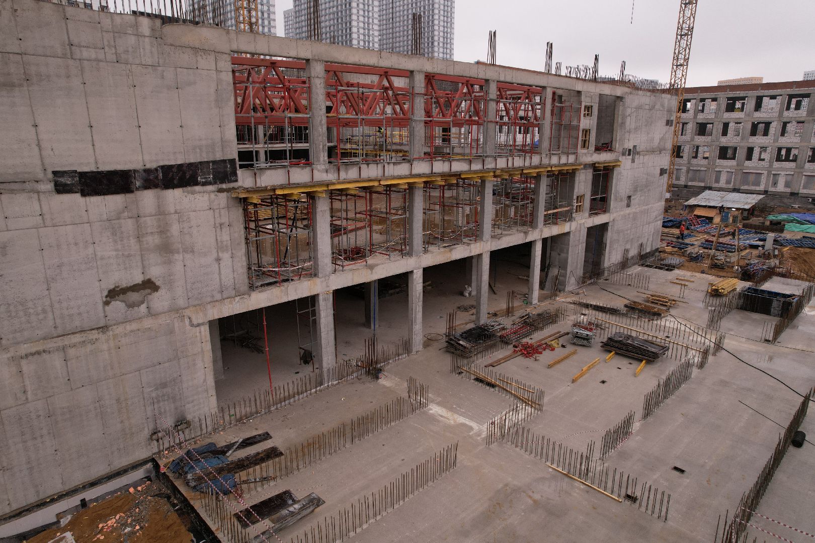 видео с коптера, школа и детский сад в котельниках, строительство в котельниках,