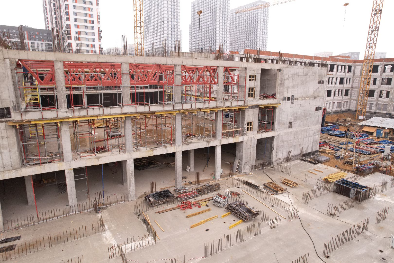 видео с коптера, школа и детский сад в котельниках, строительство в котельниках,