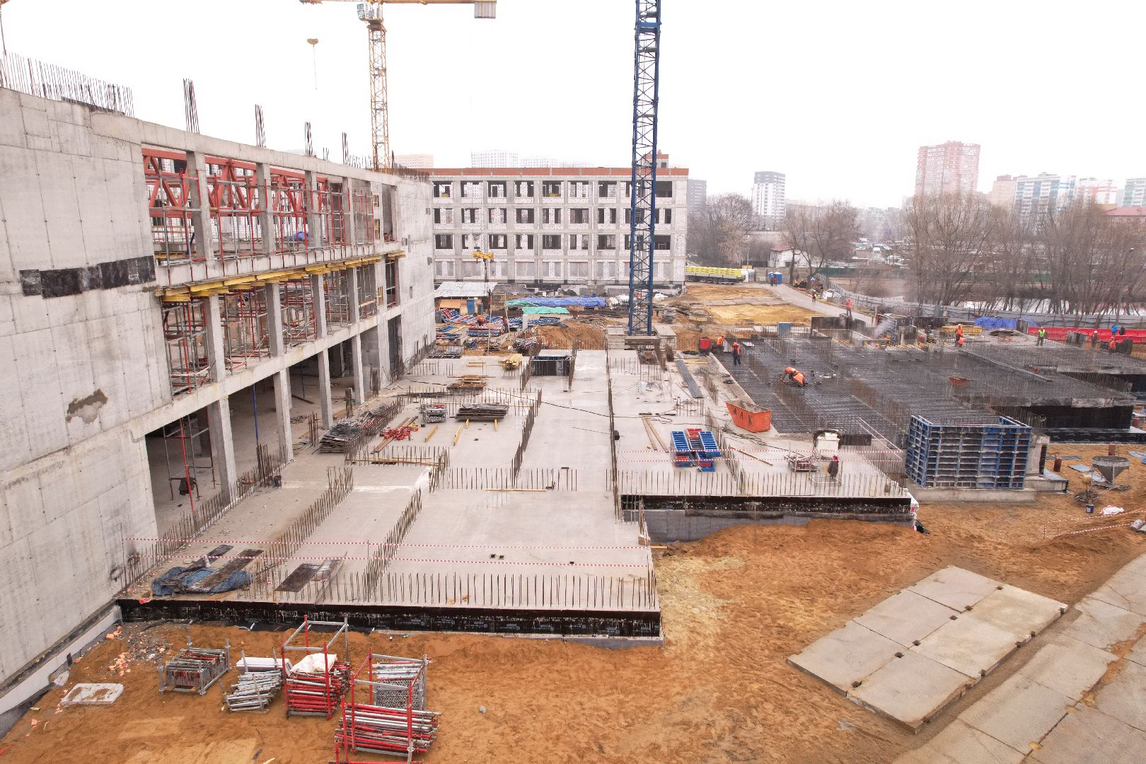 видео с коптера, школа и детский сад в котельниках, строительство в котельниках,