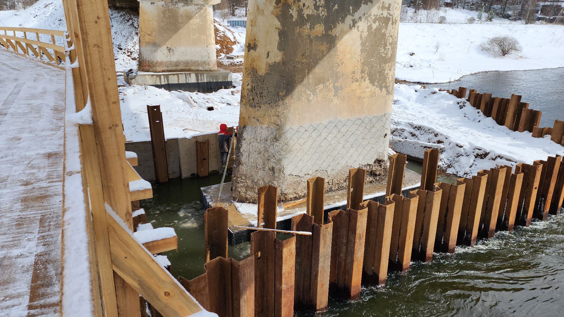 Ремонт моста, Транспорт, Поречье, Руза,