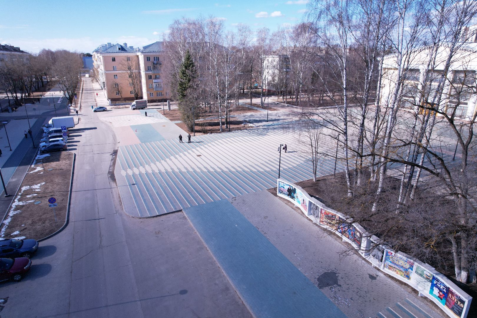 видео с коптера, площадь космонавтов в дубне, благоустройство дубны,