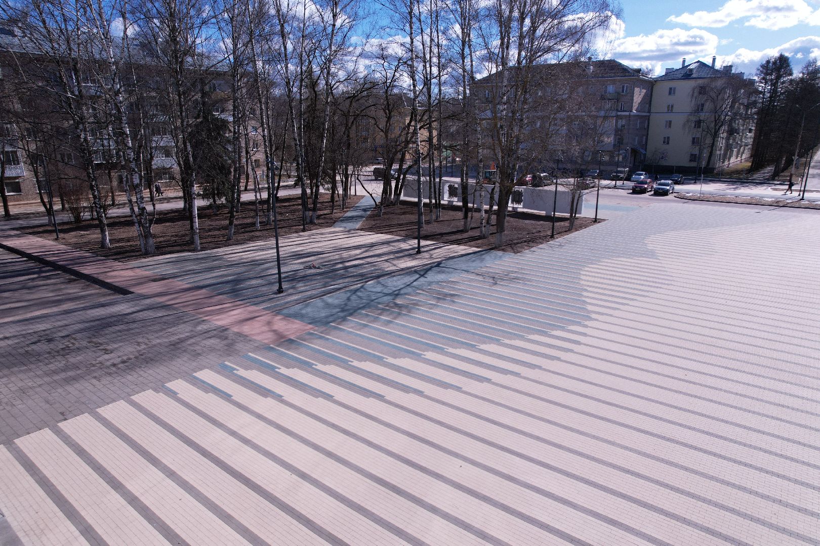 видео с коптера, площадь космонавтов в дубне, благоустройство дубны,