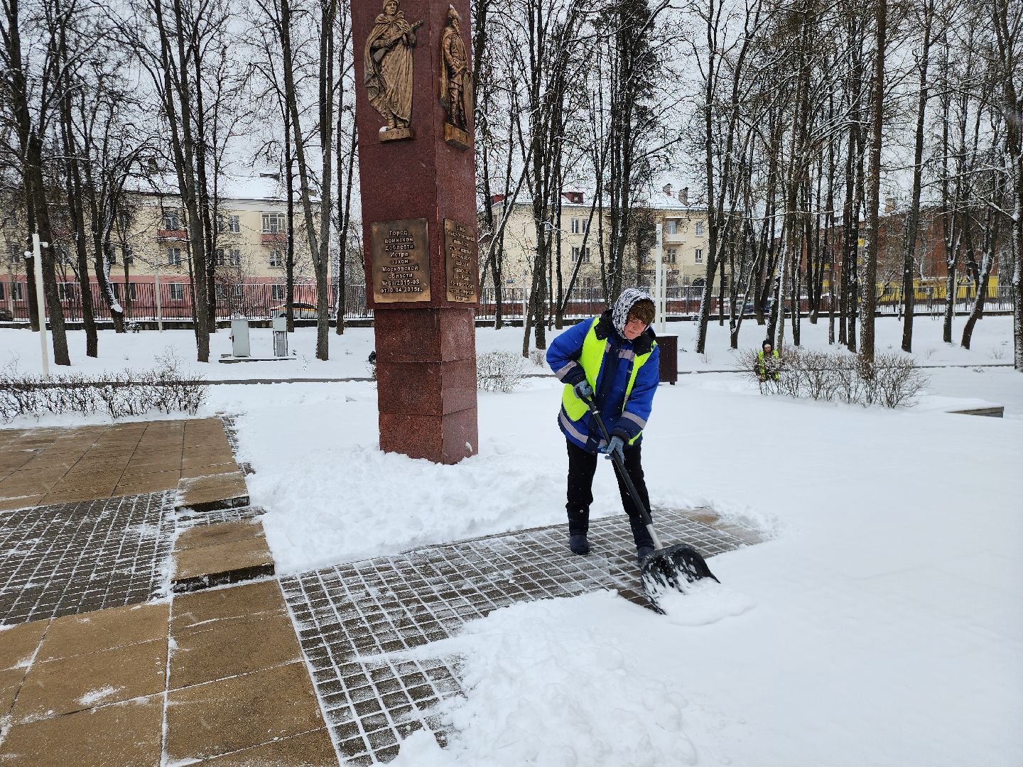 Снег, Истра, уборка снега, Парк,