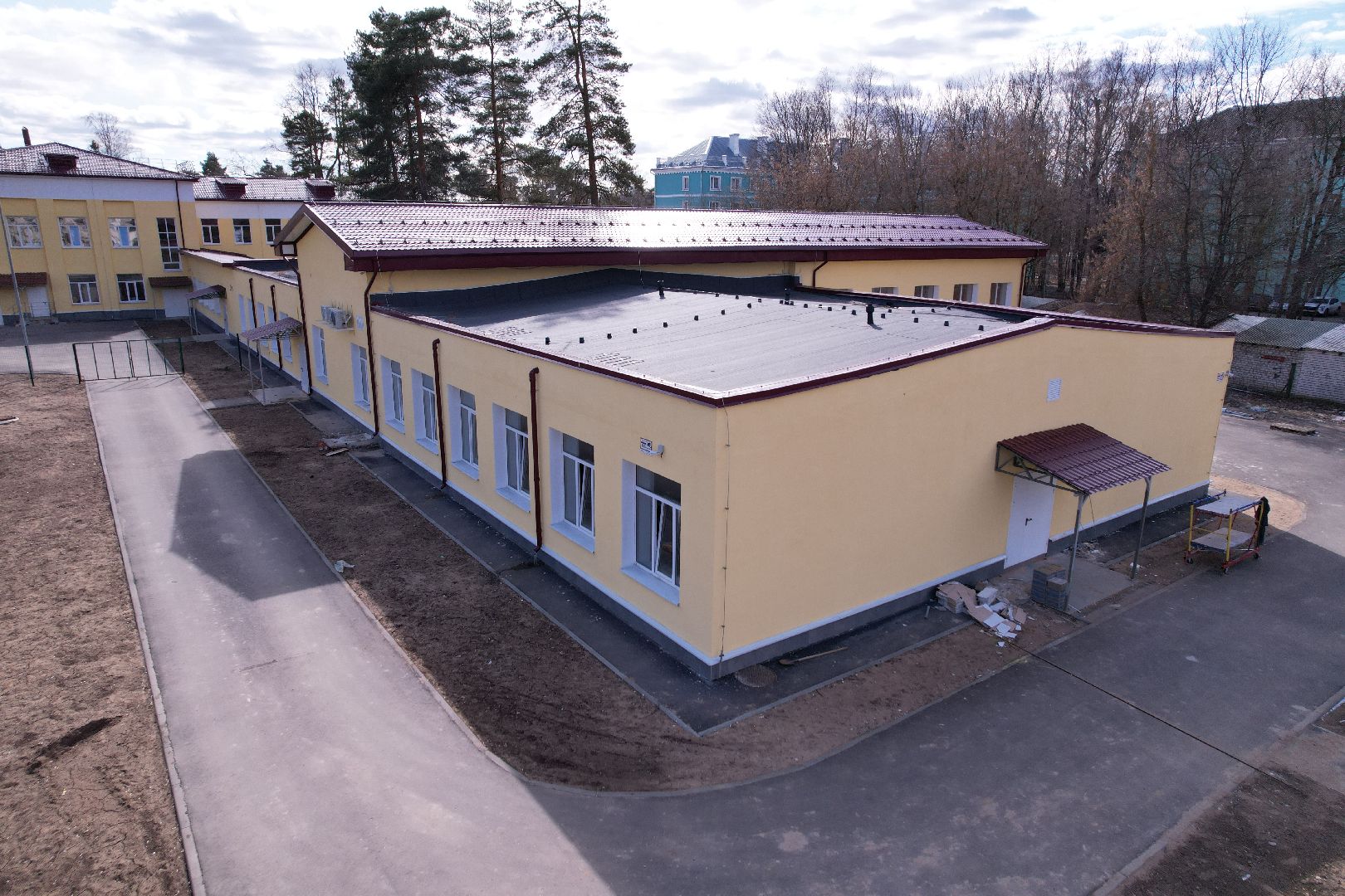 видео с коптера, школа 1 в дубне, капремонт школы в дубне,