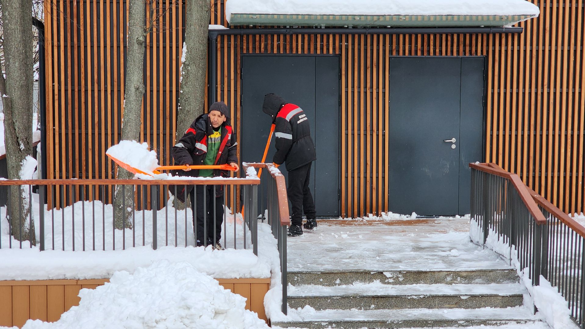 Уборка снега, Снег, Парк, коммунальная техника, Лобня,