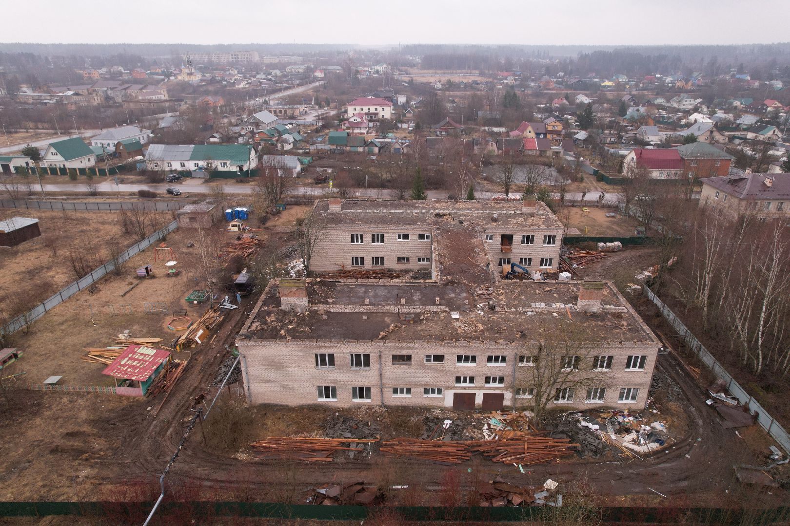 видео с коптера, капремонт детского сада в рузе, детский сад в Колюбакино,