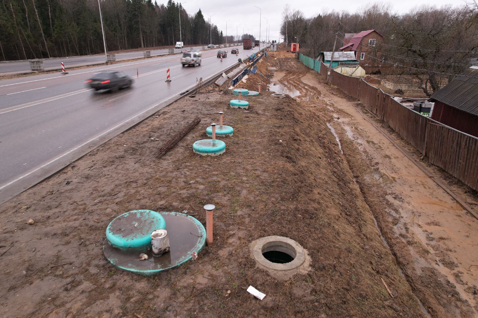 видео с коптера, расширение трассы м-1, строительные работы на м-1,