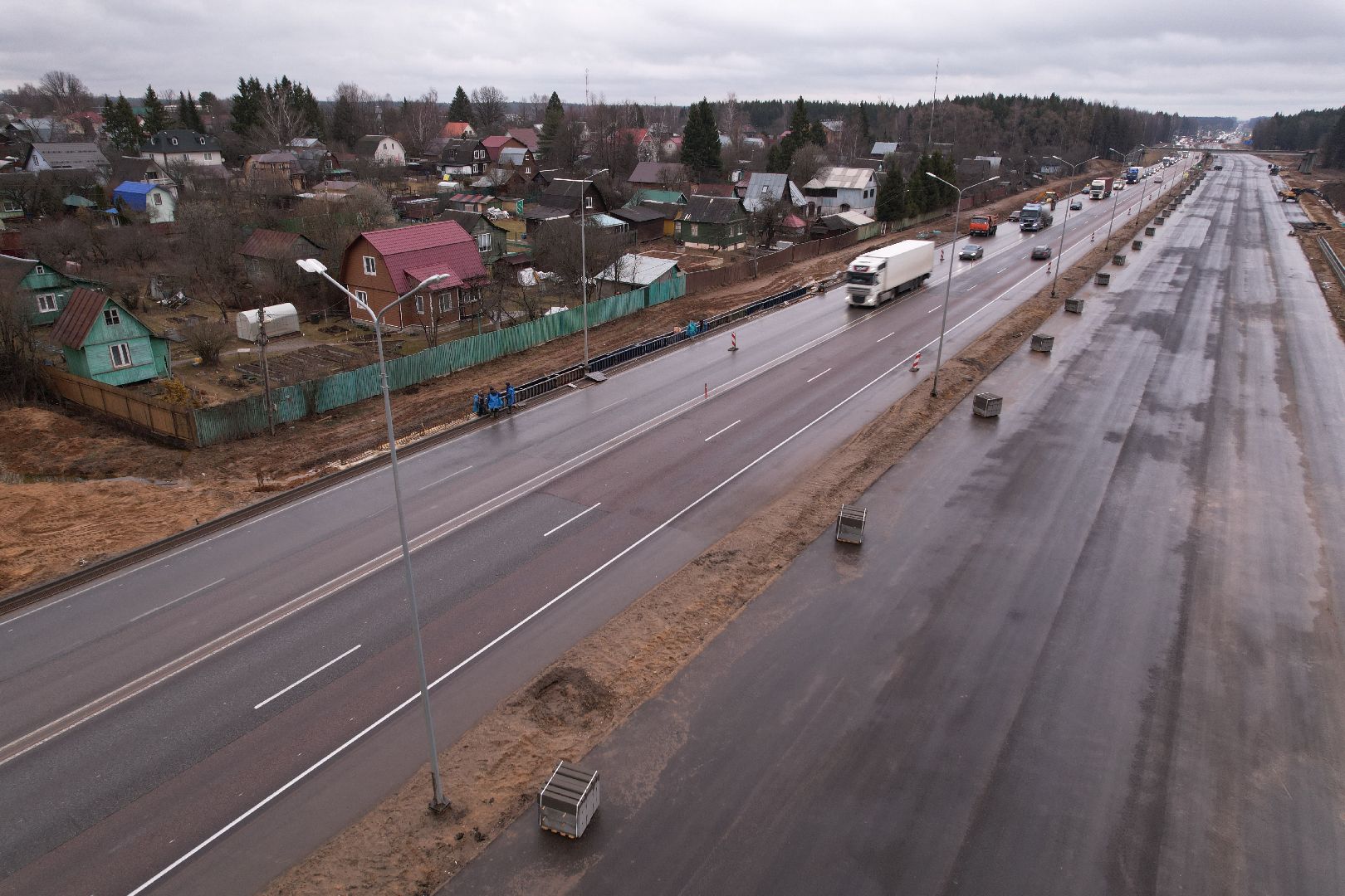 видео с коптера, расширение трассы м-1, строительные работы на м-1,