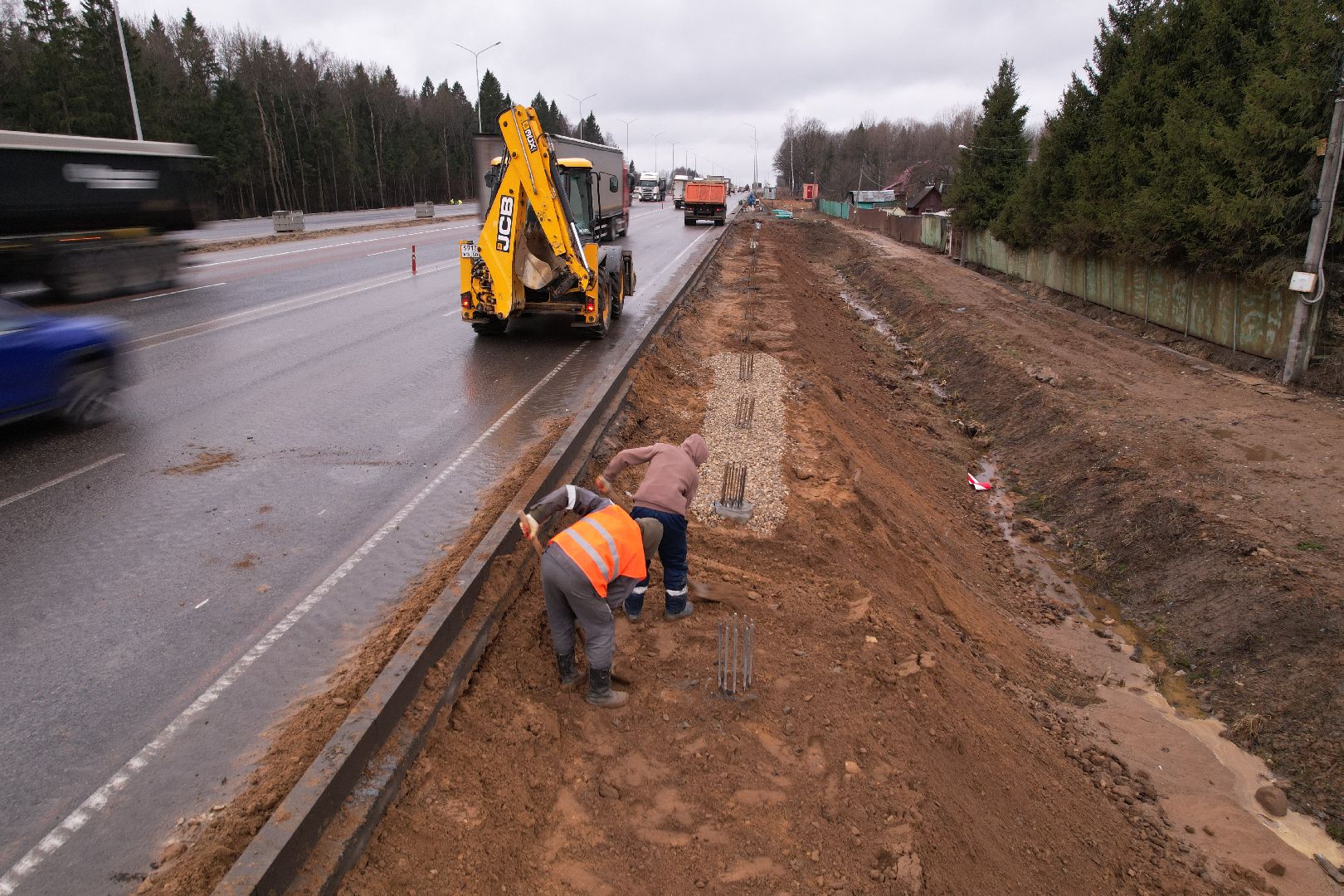 видео с коптера, расширение трассы м-1, строительные работы на м-1,