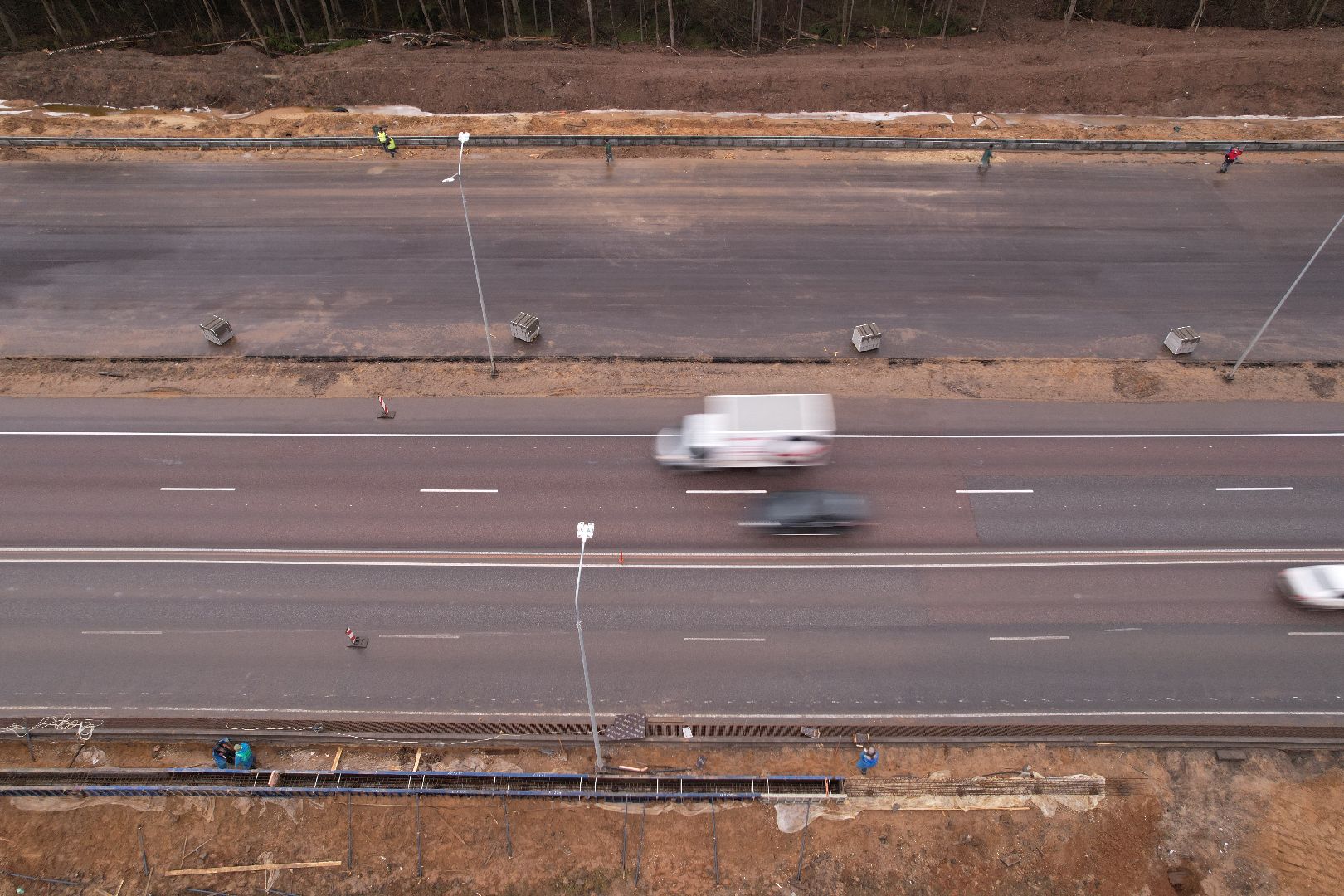 видео с коптера, расширение трассы м-1, строительные работы на м-1,