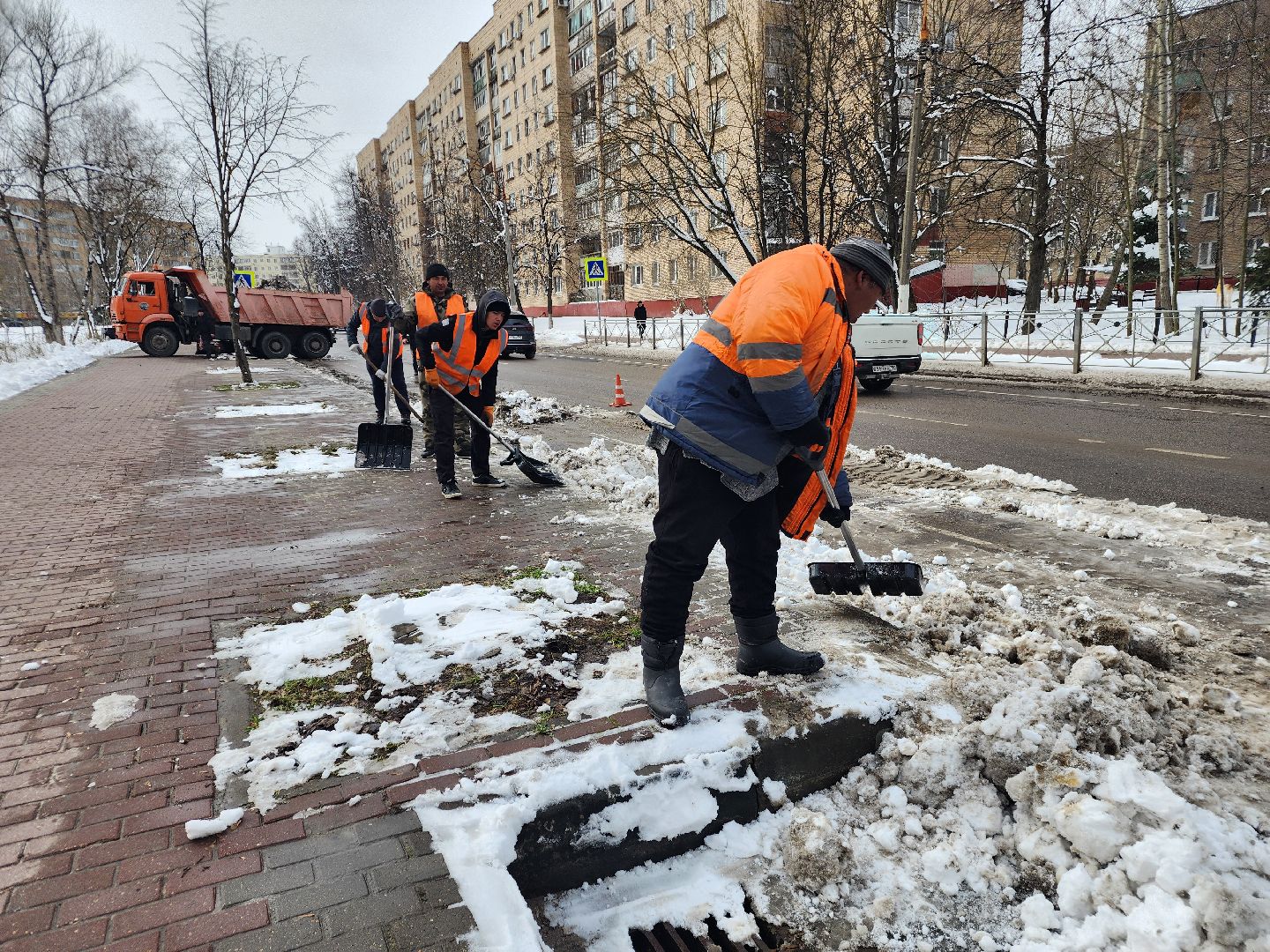 фрязино, уборка снега, обработка дорог, последствия снегопада,