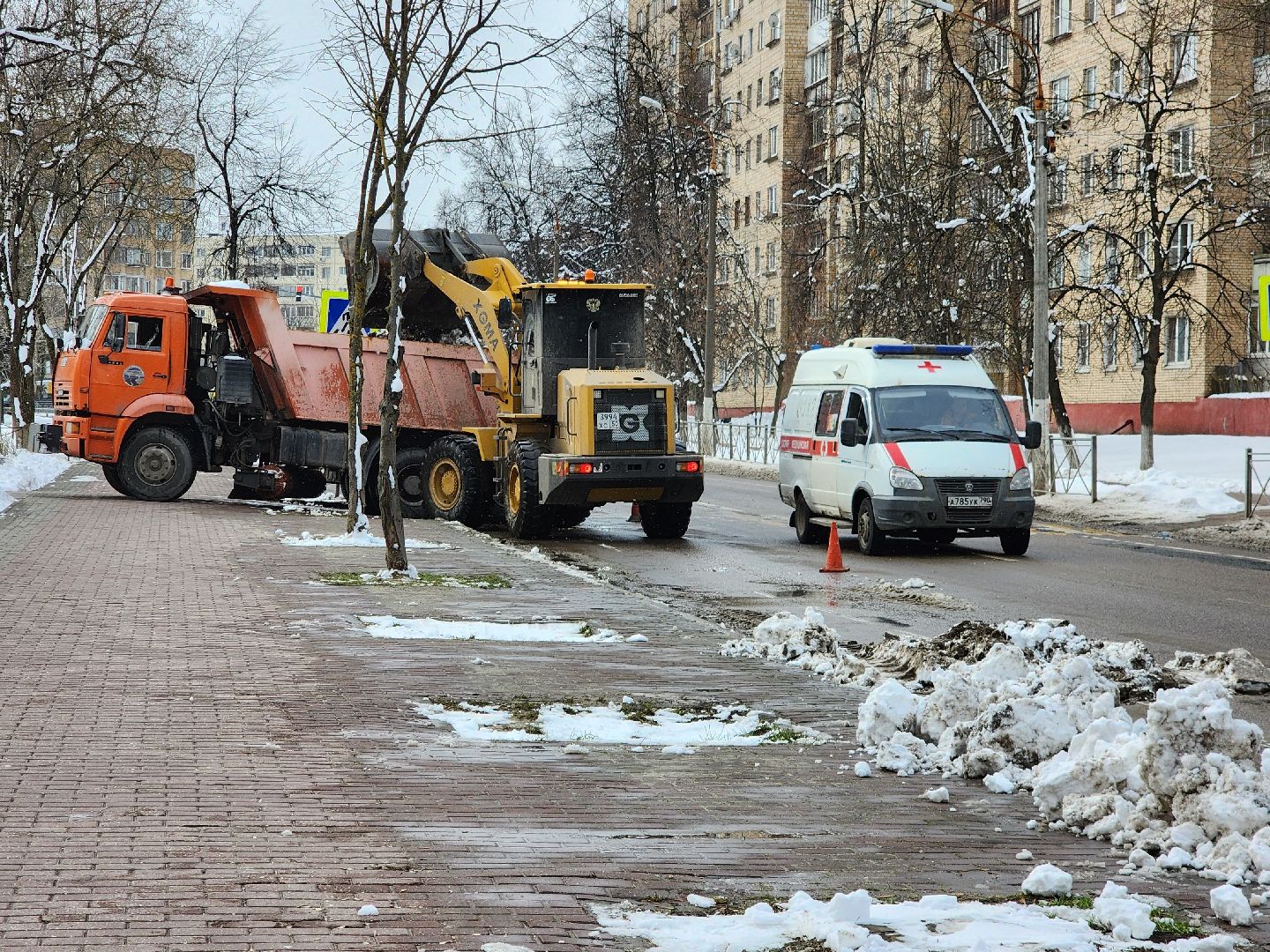 фрязино, уборка снега, обработка дорог, последствия снегопада,