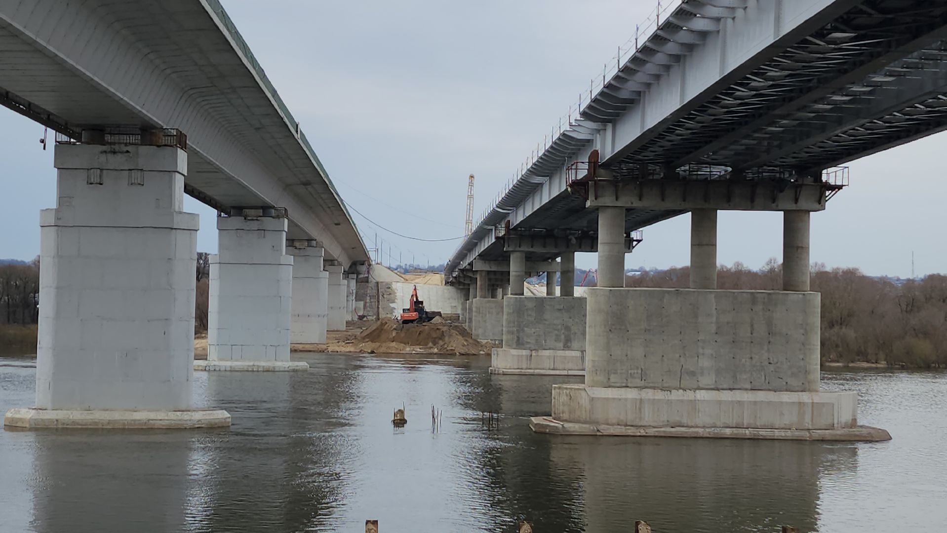 серпухов, строительство моста через оку, весенний паводок,