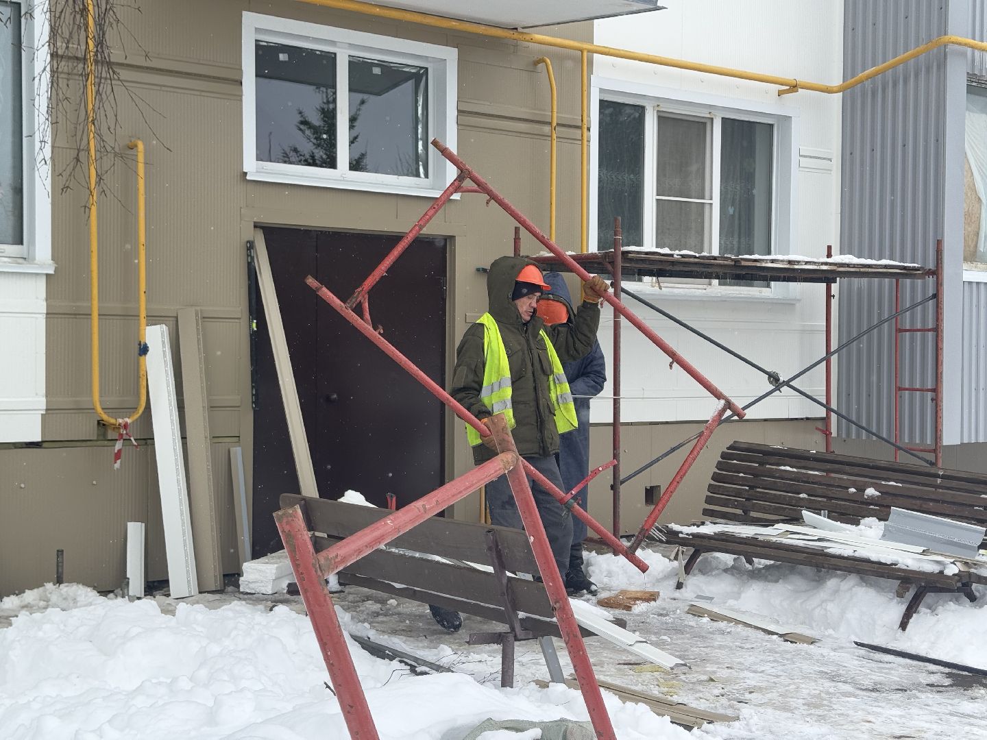 шаховская, облицовка дома, фасадные работы,