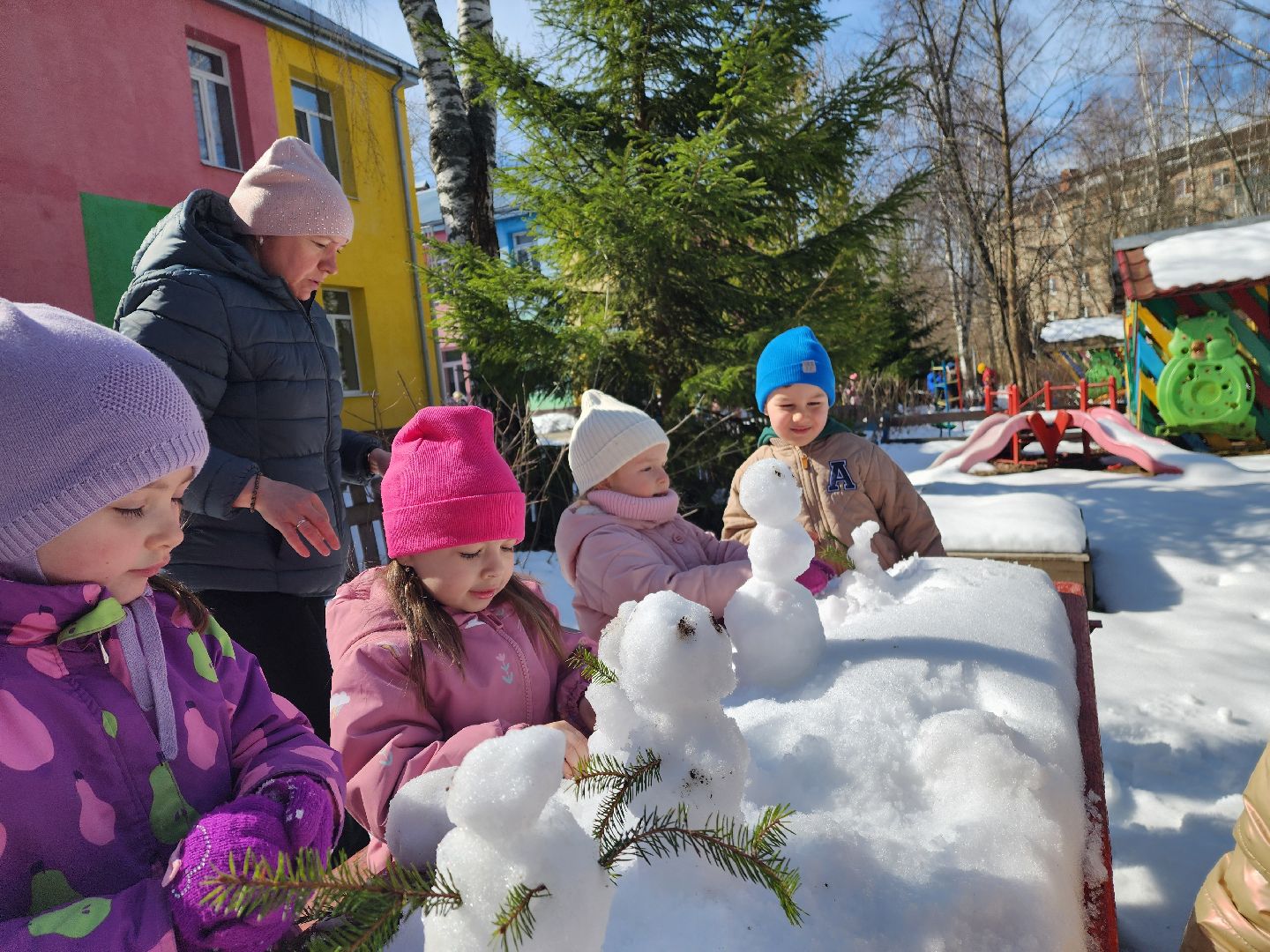 красноармейск, городской округ пушкинский, апрельский снег, снеговички, дошкольное образование,