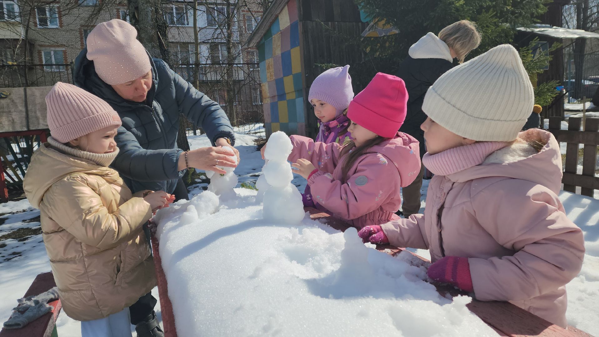 красноармейск, городской округ пушкинский, апрельский снег, снеговички, дошкольное образование,