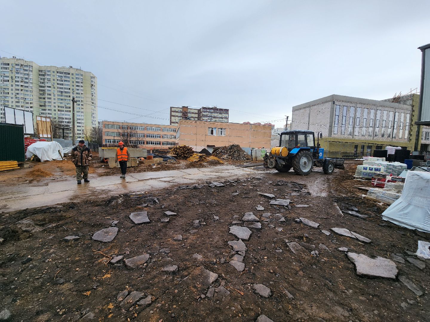 долгопрудный, строительство школ, гимназия 13, пристройка, внешние коммуникации,