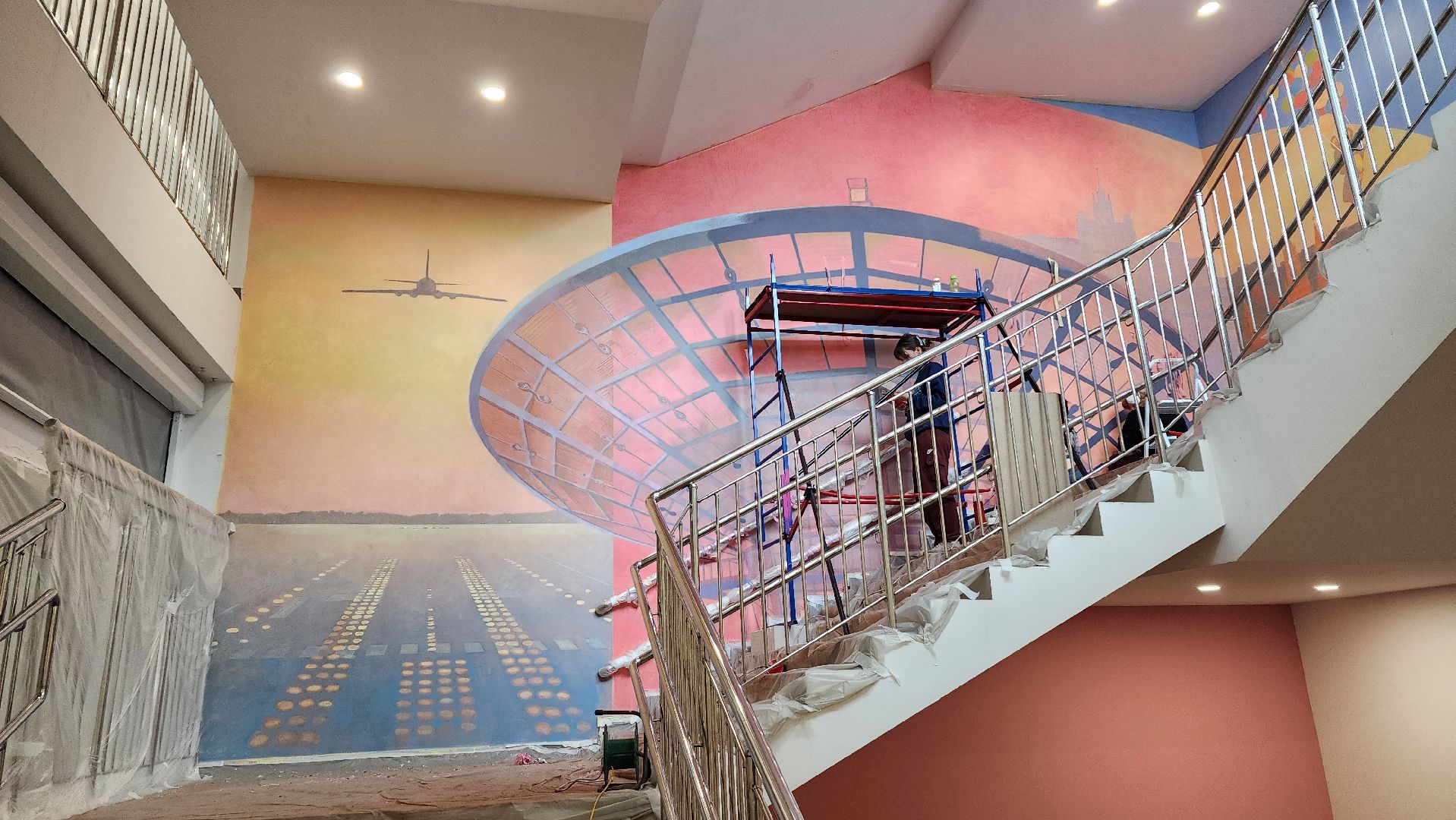 монументальная живопись, роспись стен, Лобня, Авиатика,