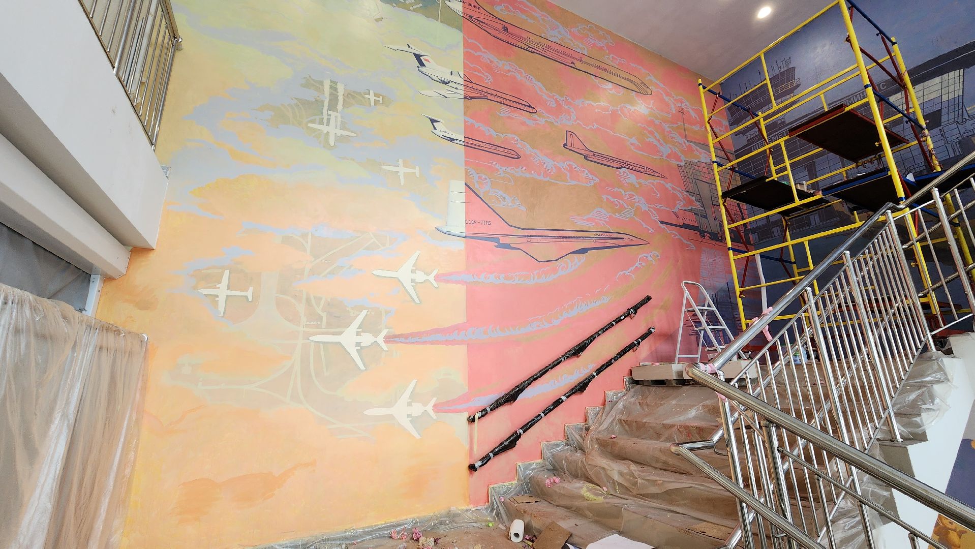 монументальная живопись, роспись стен, Лобня, Авиатика,