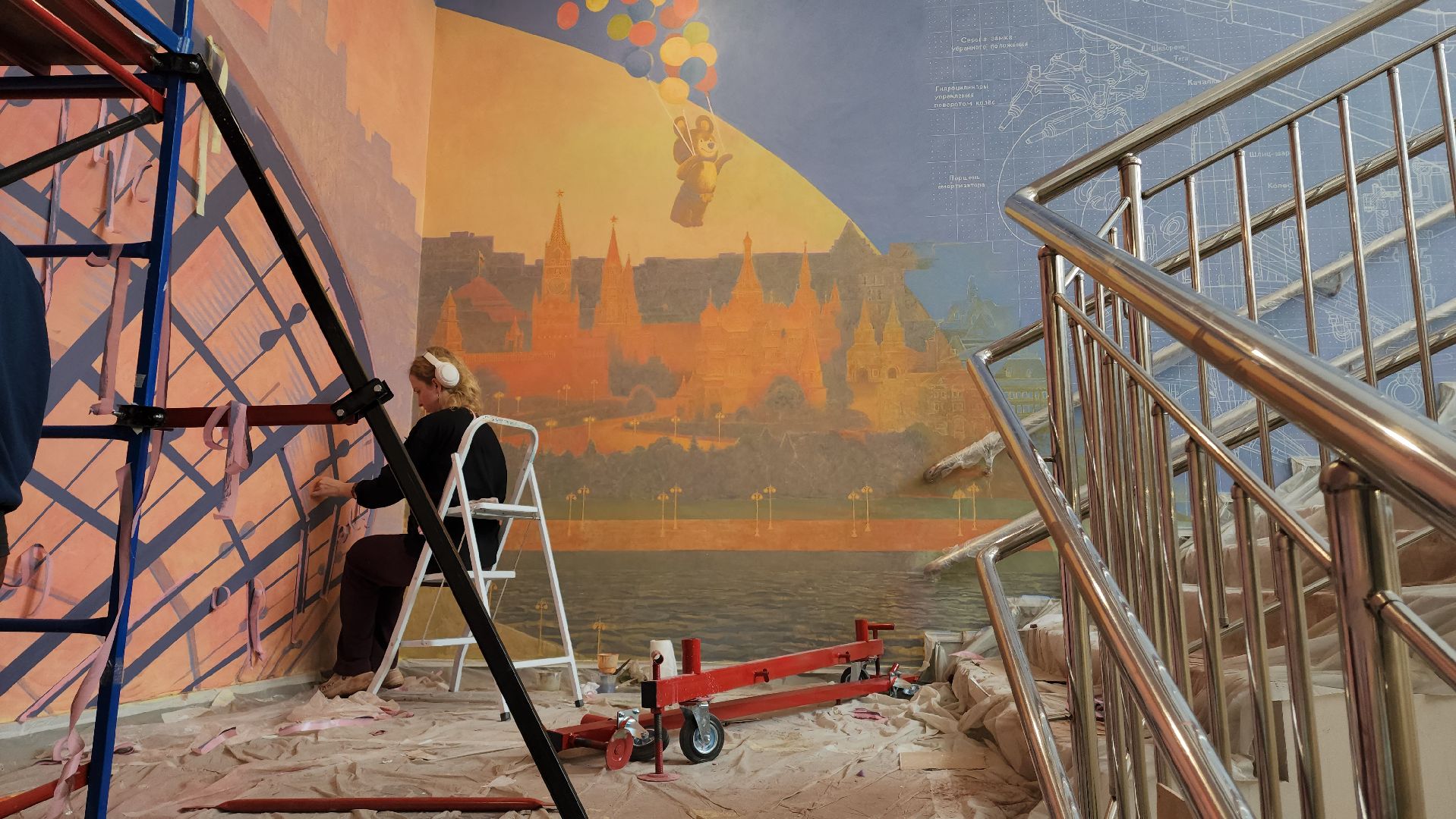 монументальная живопись, роспись стен, Лобня, Авиатика,