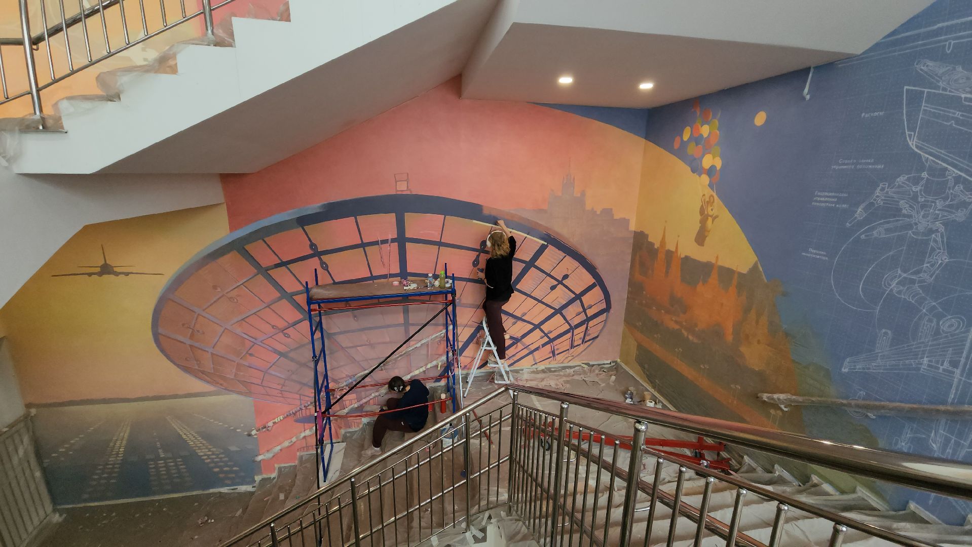 монументальная живопись, роспись стен, Лобня, Авиатика,