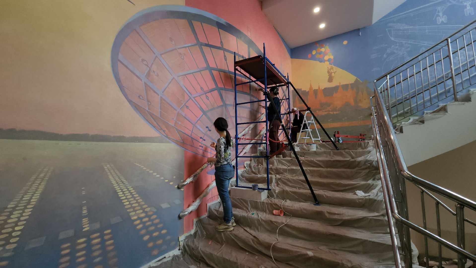 монументальная живопись, роспись стен, Лобня, Авиатика,