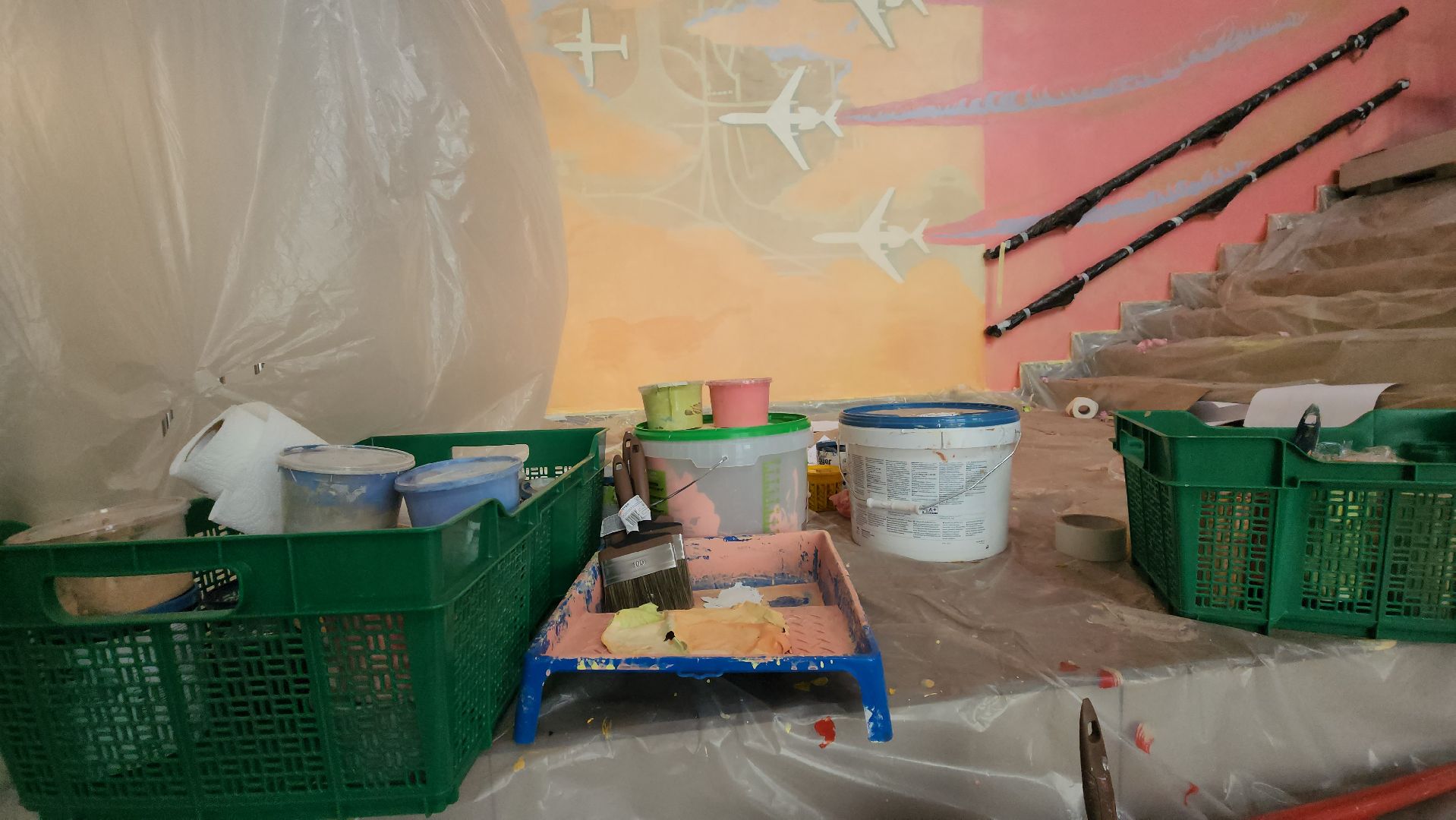 монументальная живопись, роспись стен, Лобня, Авиатика,