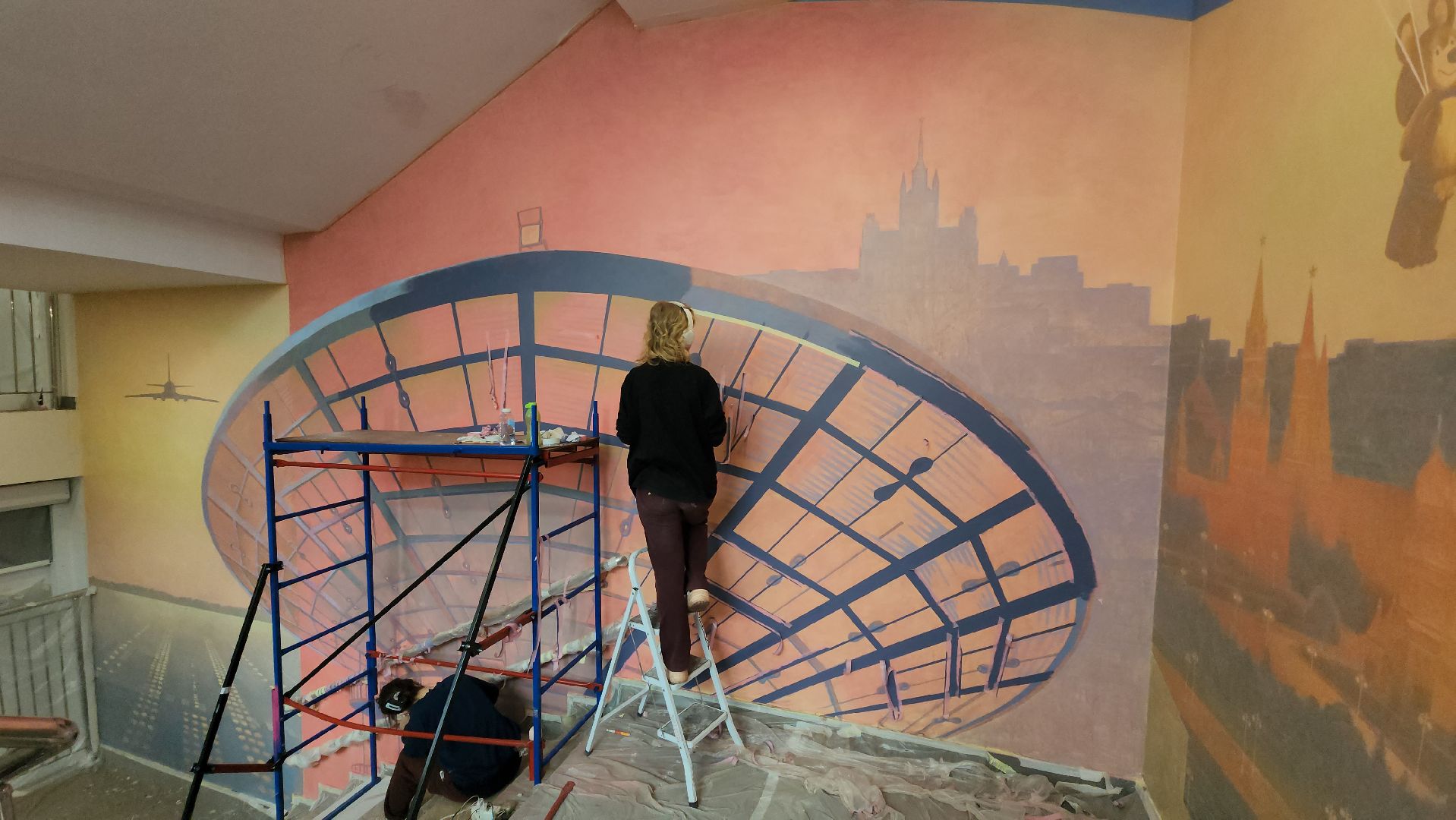 монументальная живопись, роспись стен, Лобня, Авиатика,