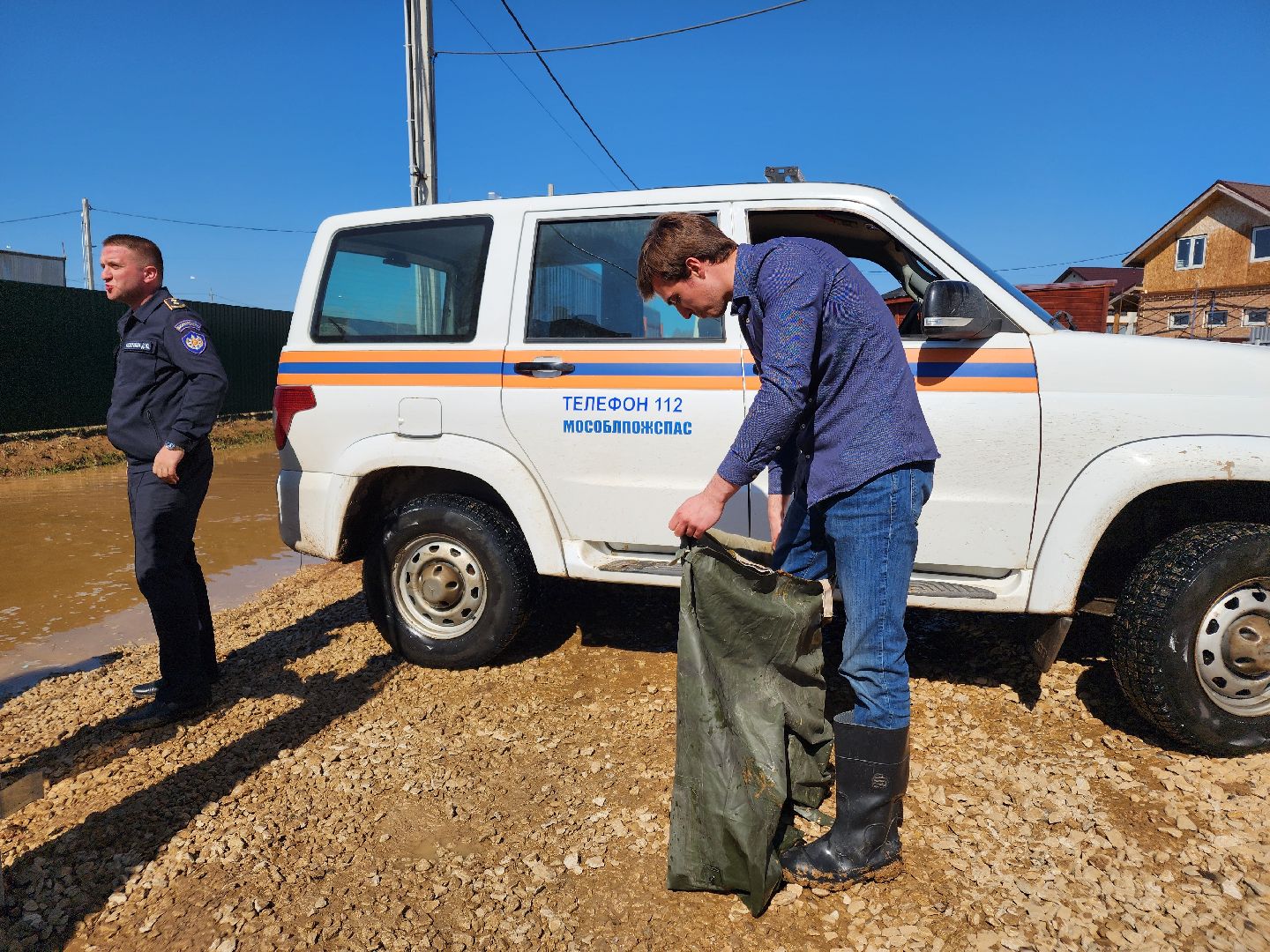 Чехов, деревня Чепелево, улица Энтузиастов, наводнение, подтопление, разлив воды, пруды, дренажная система, МЧС, Мособлпожспас,
