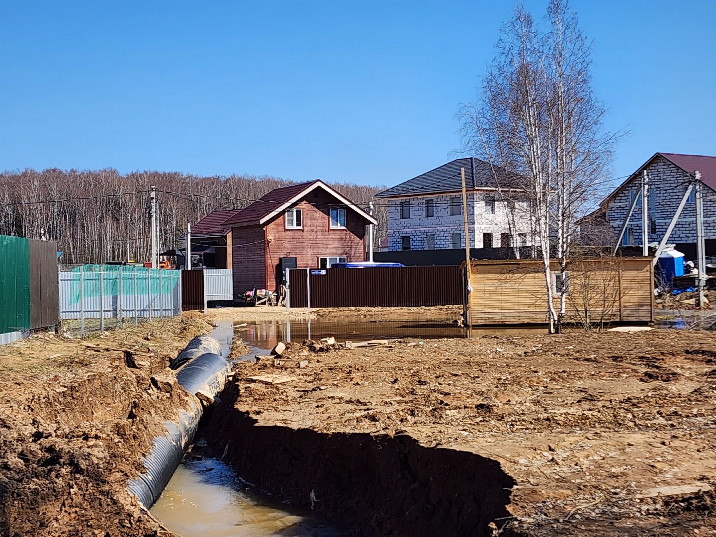 Чехов, деревня Чепелево, улица Энтузиастов, наводнение, подтопление, разлив воды, пруды, дренажная система, МЧС, Мособлпожспас,