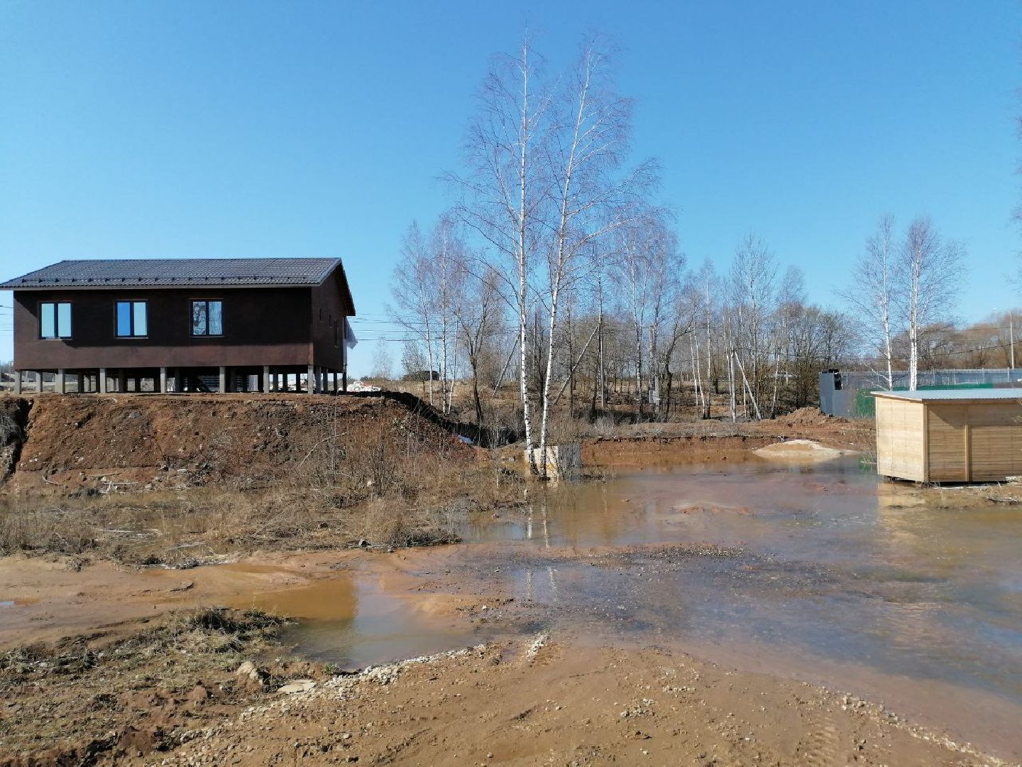 Чехов, деревня Чепелево, улица Энтузиастов, наводнение, подтопление, разлив воды, пруды, дренажная система, МЧС, Мособлпожспас,