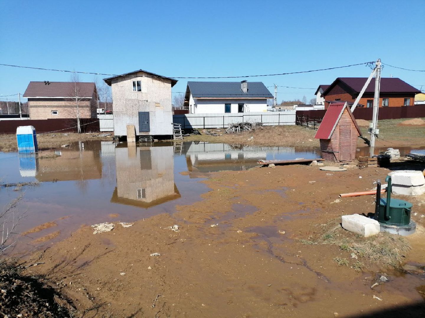 Чехов, деревня Чепелево, улица Энтузиастов, наводнение, подтопление, разлив воды, пруды, дренажная система, МЧС, Мособлпожспас,