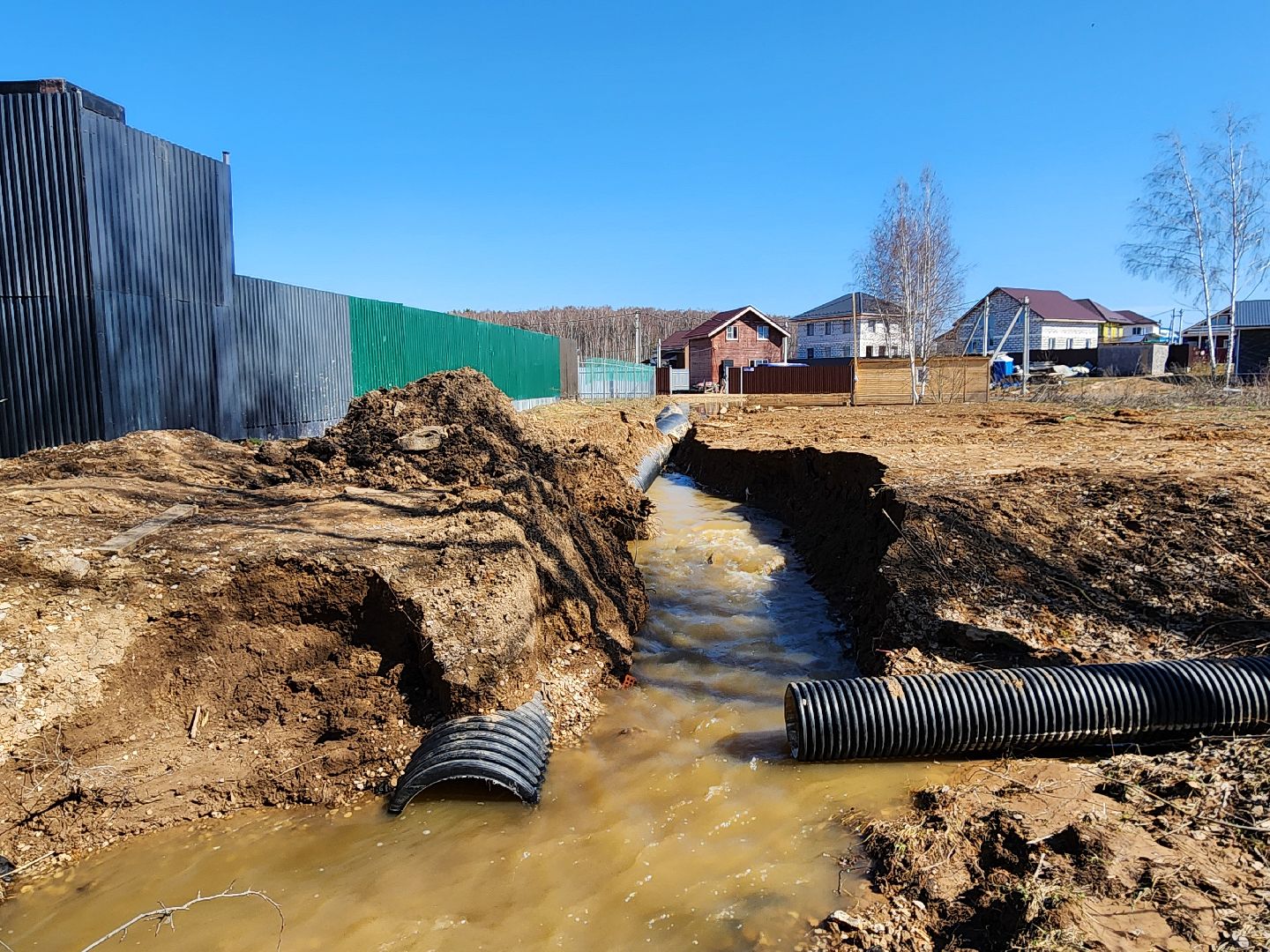 Чехов, деревня Чепелево, улица Энтузиастов, наводнение, подтопление, разлив воды, пруды, дренажная система, МЧС, Мособлпожспас,