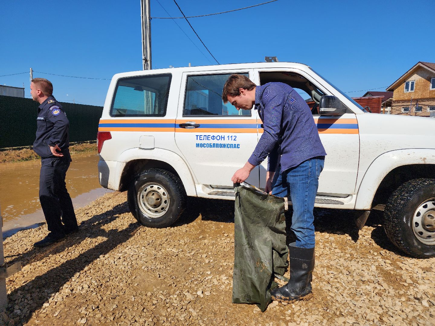 Чехов, деревня Чепелево, улица Энтузиастов, наводнение, подтопление, разлив воды, пруды, дренажная система, МЧС, Мособлпожспас,