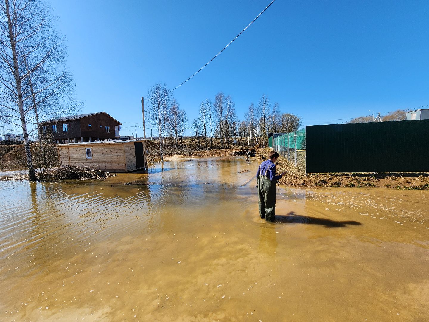 Чехов, деревня Чепелево, улица Энтузиастов, наводнение, подтопление, разлив воды, пруды, дренажная система, МЧС, Мособлпожспас,