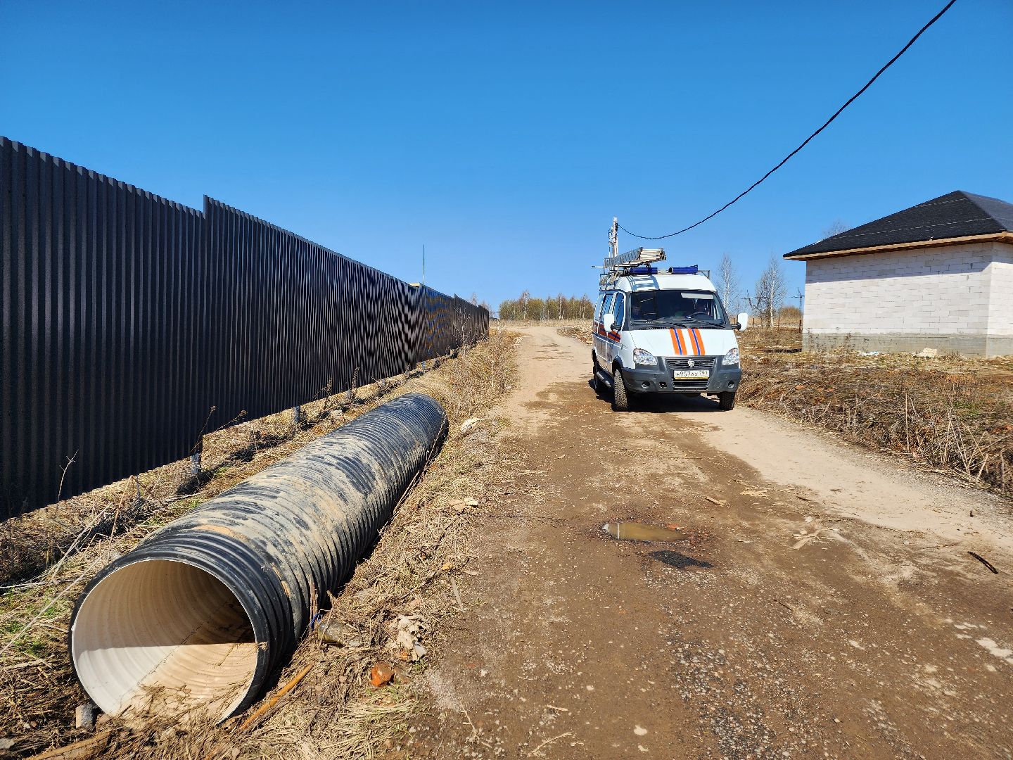Чехов, деревня Чепелево, улица Энтузиастов, наводнение, подтопление, разлив воды, пруды, дренажная система, МЧС, Мособлпожспас,