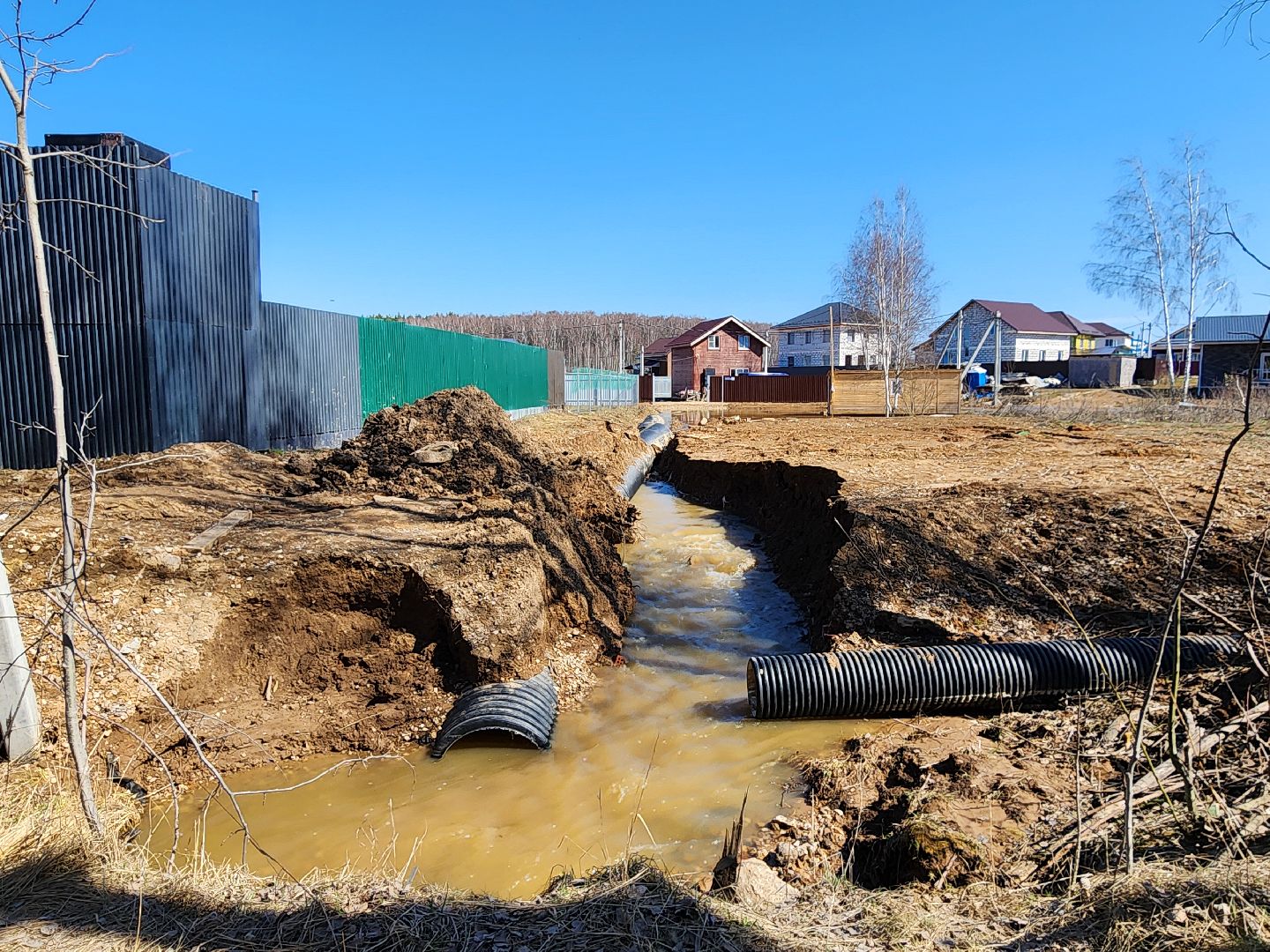 Чехов, деревня Чепелево, улица Энтузиастов, наводнение, подтопление, разлив воды, пруды, дренажная система, МЧС, Мособлпожспас,